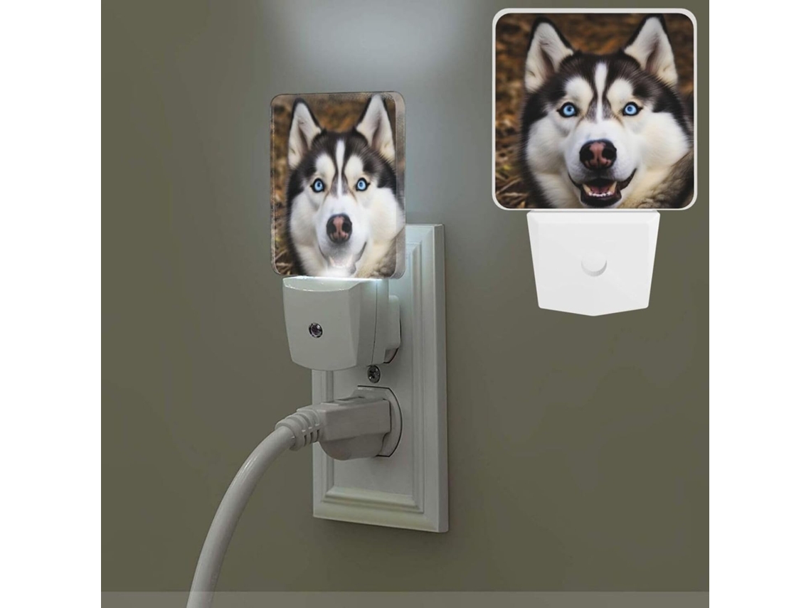 Luminária noturna em formato de filhote de husky, com sensor de movimento, luz branca brilhante, pequena luz de LED, League