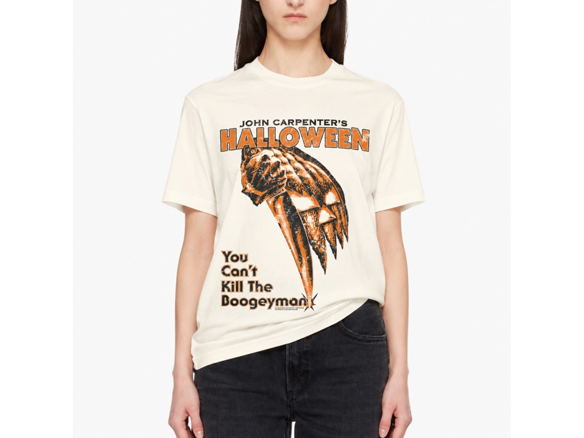 Rockinstone Halloween Movie Cant Kill Pumpkin Logo Solid Natural Adult T-shirt Size:xxl