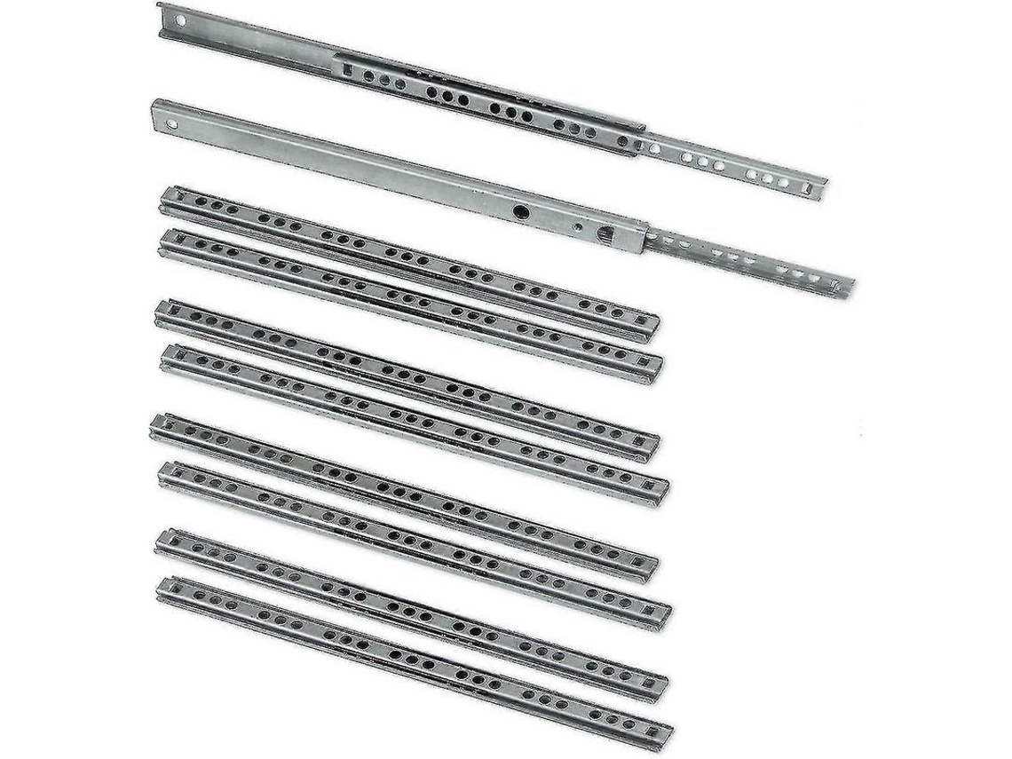 Guias De Rolamento De Bola Com Extensão Parcial Aço Zincado Para Gavetas Com Ranhura 17mm 278-482mm Carga Máxima 10kg 214mm