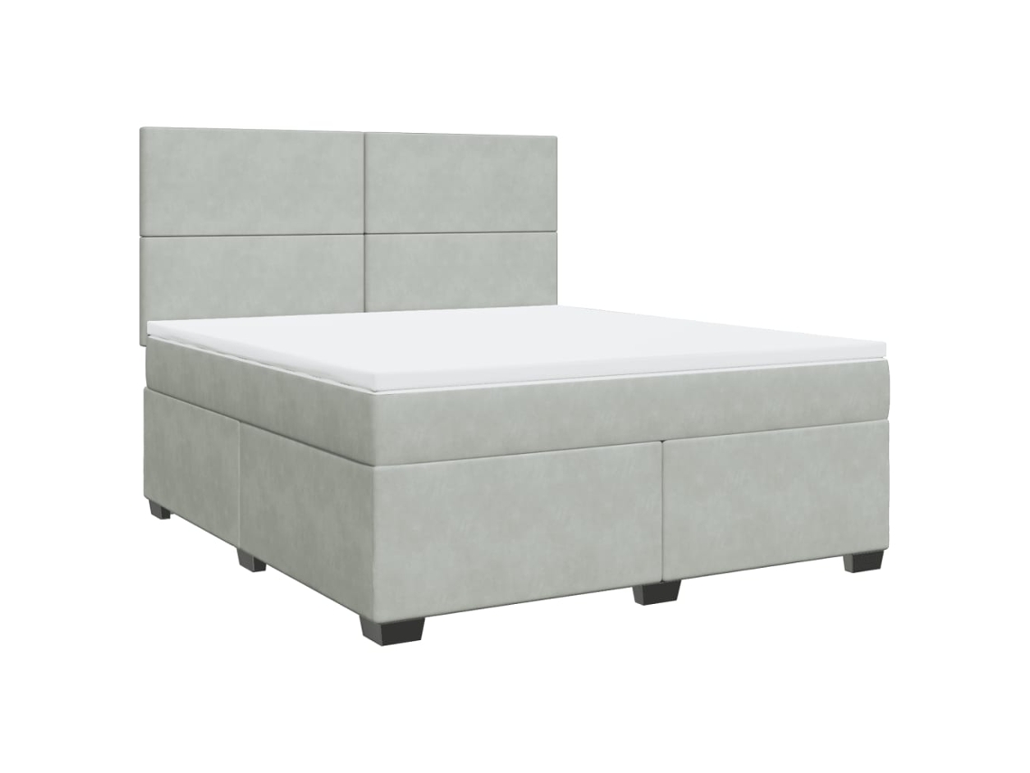 Cama com Molas e Colchão Veludo Cinzento Claro MAISON EXCLUSIVE (180x200 cm)