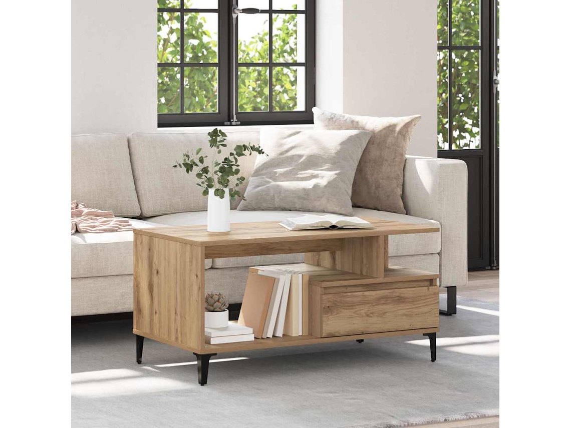 Vidaxl Mesa De Centro Carvalho Artesanal 90 X 49 X 45 Cm
