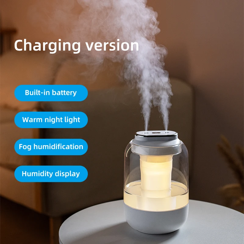 Umidificador Ultrassônico De Névoa Fria De Grande Capacidade (2,5l), Com Dois Jatos, Alimentado Por Usb E Com Luz Noturna (branco).