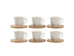 Conjunto De Chávenas De Café Home Esprit Branco Bambu Porcelana 90 Ml