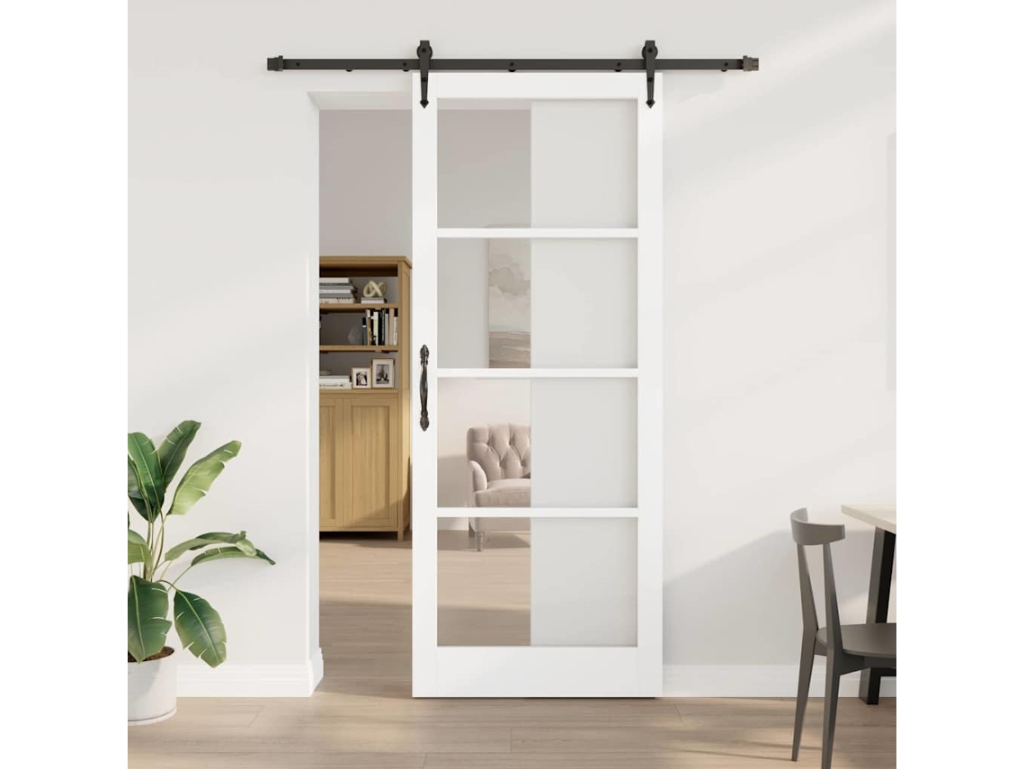 Vidaxl Porta Deslizante 93 X 232 Cm Madeira De Pinho Maciça E Vidro