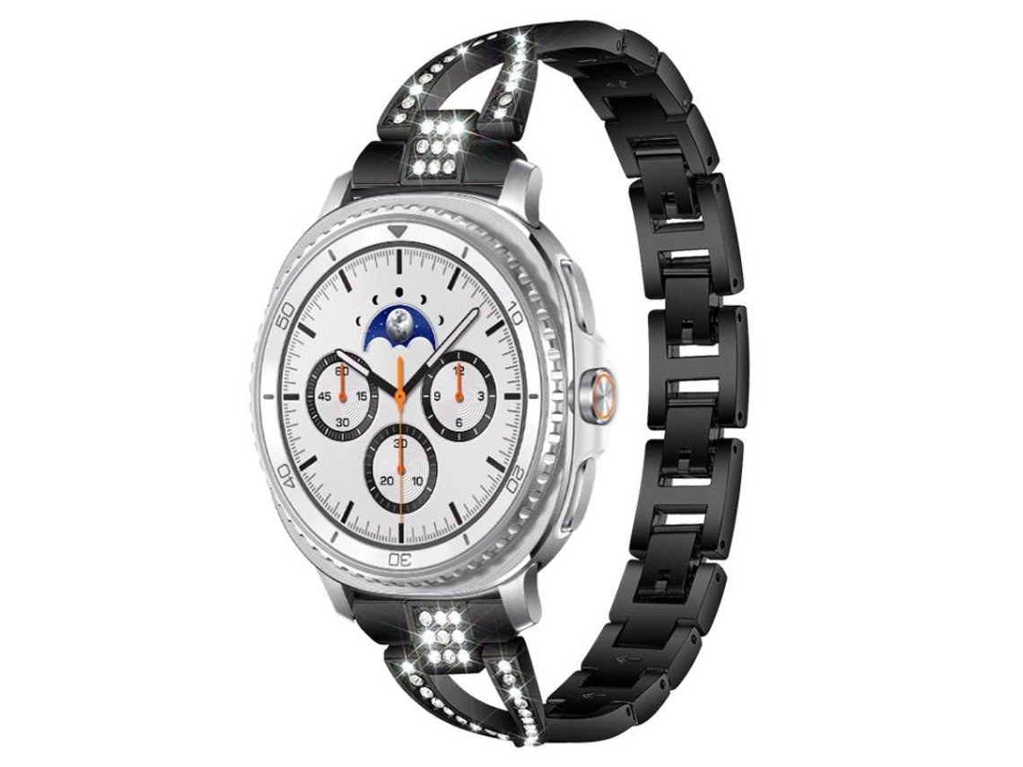 Bracelete para Samsung Galaxy Watch 8 / 8 Classic Metal com Diamante em Formato X Preto XIAOMOYU