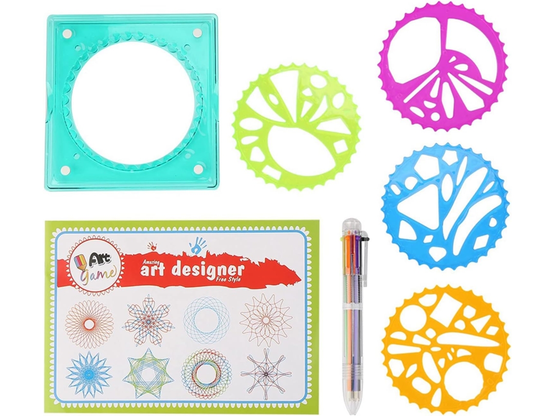 Conjunto De Réguas Geométricas Para Desenho, Régua Espiral De Plástico Para Desenho Infantil, Molde Geométrico