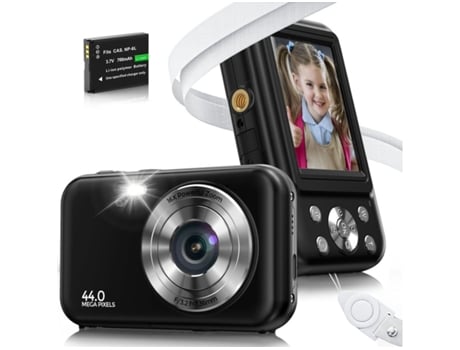 Câmara Digital para Crianças Compact VIGA EUROPE Dc406 Fdh 44Mp Zoom com Foco Automático 16X Tela de 2 4 Polegadas Preto