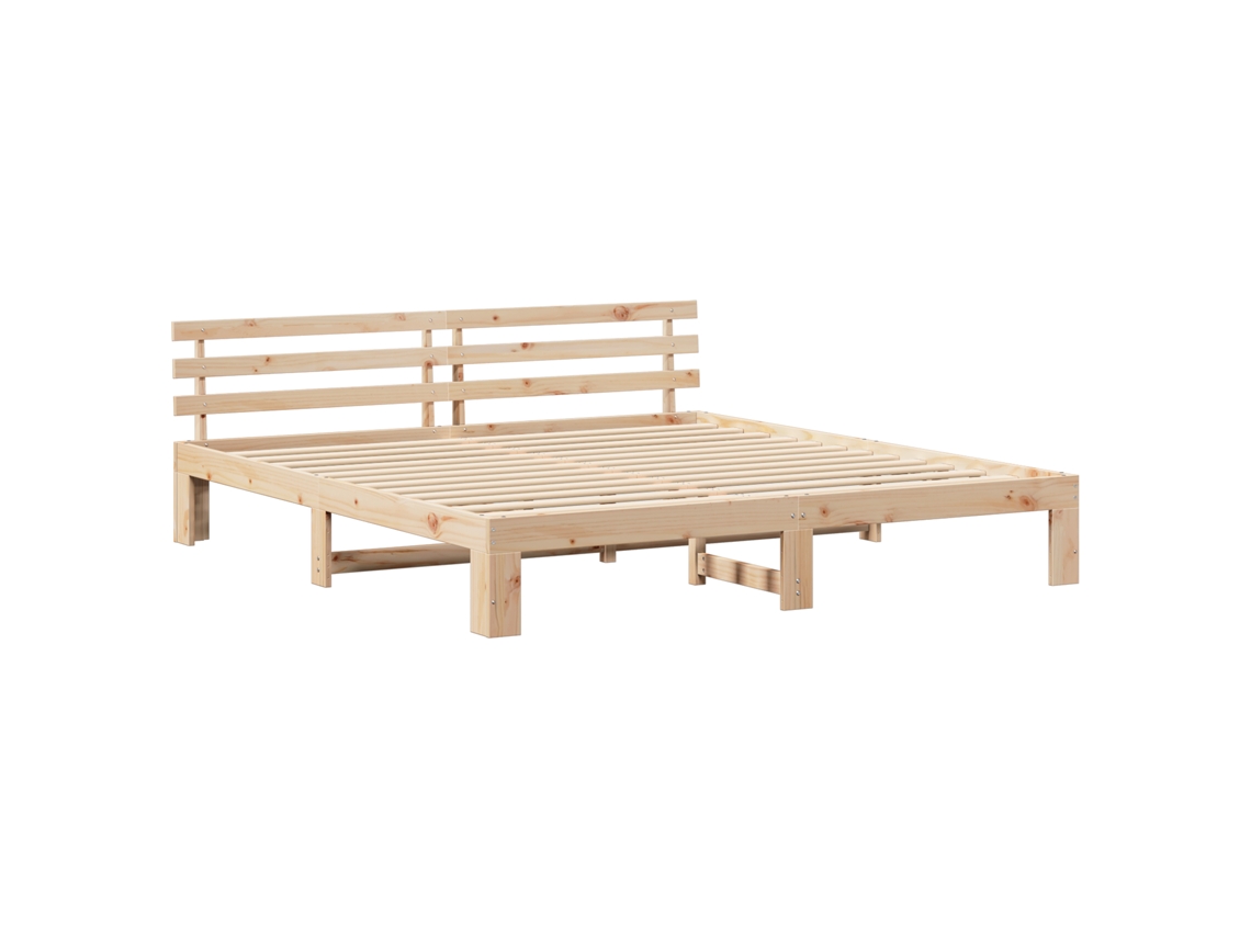 Conjunto 1 Estrutura De Cama Moderna Vidaxl Castanho Madeira De Pinho Maciça (180 X 200 Cm)