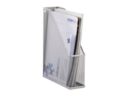 Relaxdays Porta-revistas A4 Em Malha Metálica, Vertical, Até C4, Caixa De Arquivo, Orifícios Para Parede, Prateado