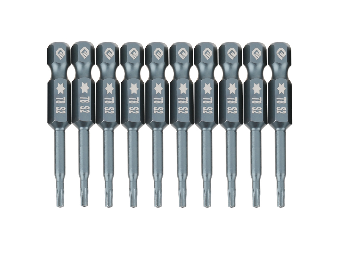 Kit De 10 Brocas De Parafuso Estrela Segura T8 Magnéticas, Cabo Hexagonal 1/4", 50mm
