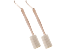 Escova De Banho Esfoliante Homoyoyo Com Bucha Vegetal, Conjunto De 2 Peças, Cabo Longo De Madeira, Esfoliação Suave Para