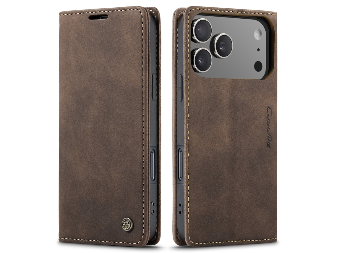 Capa De Couro Estilo Flip Para Celular, Novo Design.marrom - Iphone 16 E/iphone 17 E