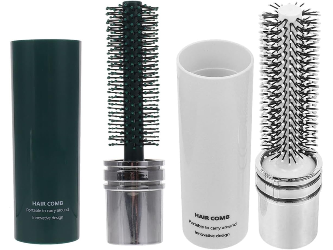 Conjunto De Escovas Cabelo Viagem Patkaw Com 2 Peças Em Abs, Ideal Para Secar E Massagear O Couro Cabeludo Compacto