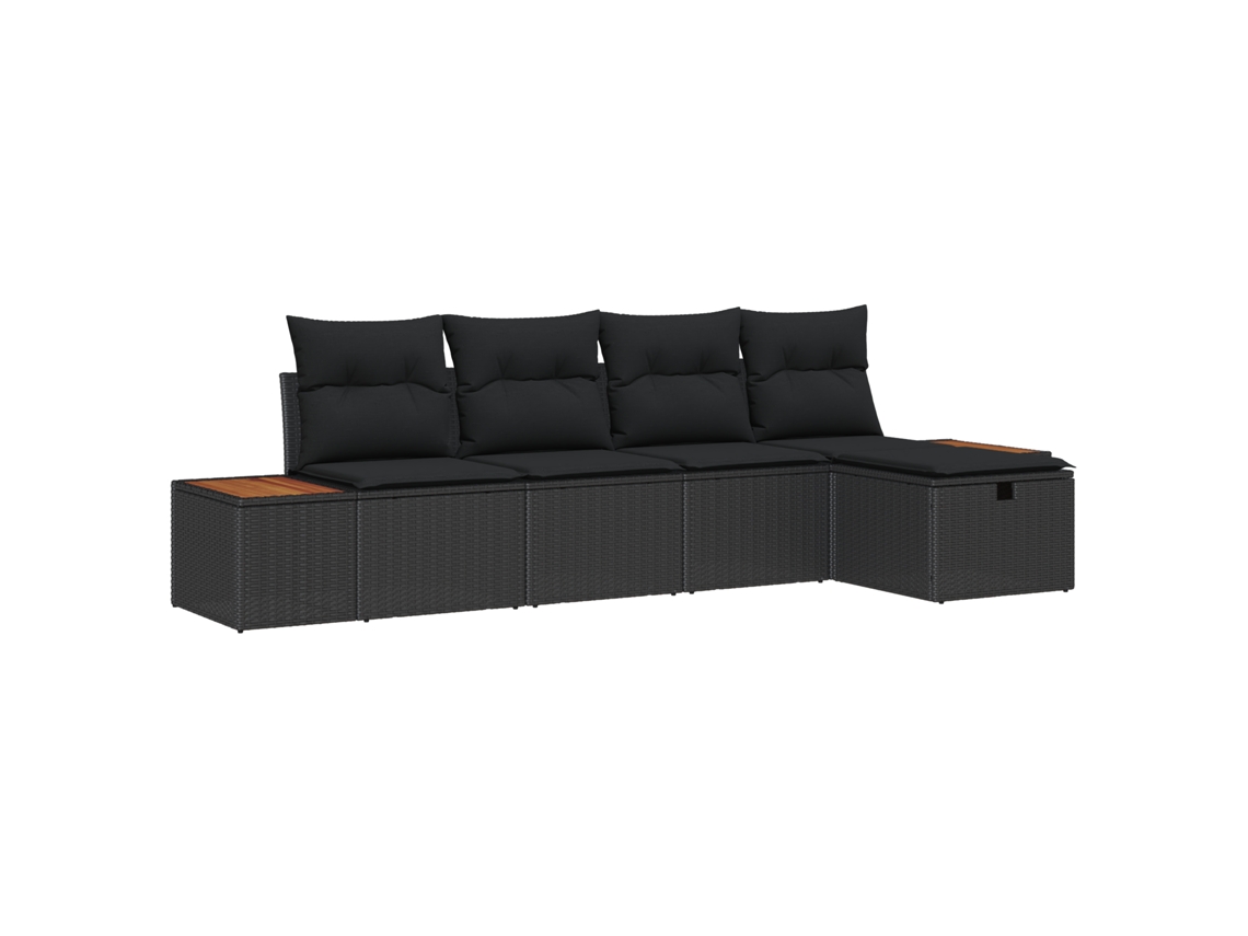 Conjunto 6 Móveis Para Exterior Vidaxl Preto Vime Pe (55 X 62 X 69 Cm)