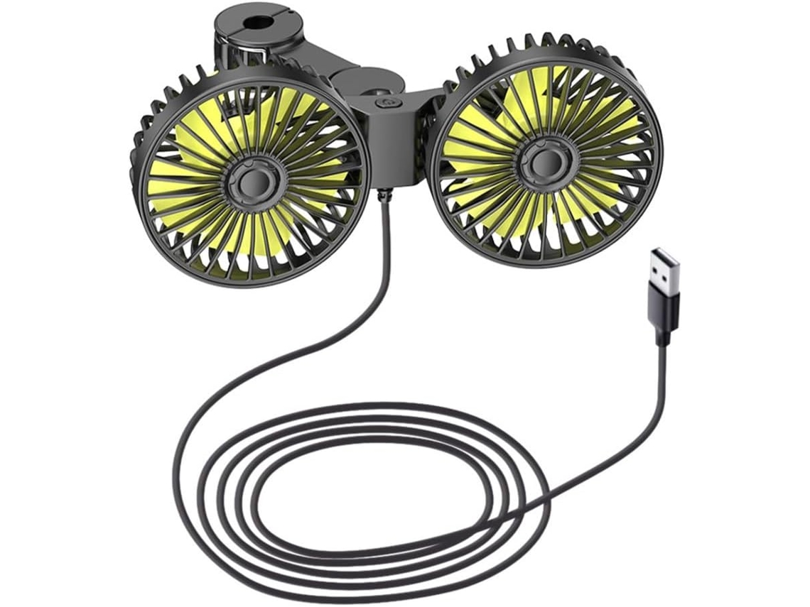 Ventilador Zyncue Com Rotação De 360° Para O Banco Traseiro, Junta Flexível, 3 Velocidades E Cabo Usb De 18m Para Todos