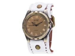 Relógio de Pulso Feminino com Números Romanos Quartzo Cinto Pu Ccq Vintage Branco