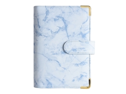 A6 Ring Binder Marble Pattern Leather Pu Cash Budget Planner Notebook, Marble Corner Protector Blue Cover Only