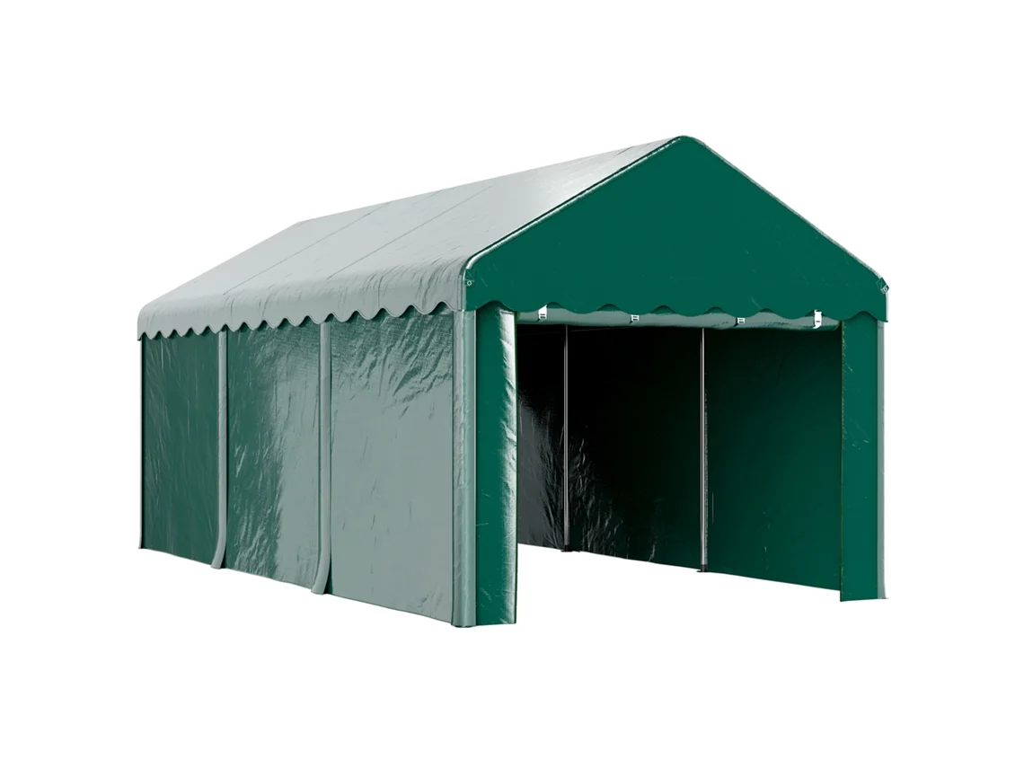 Tenda/garagem/cobertura Para Carro 3 X 6 M, Toldo Robusto Com 2 Portas De Enrolar, Tecido Pe 200 G, Verde