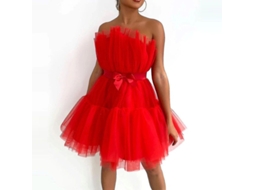 2026 vestido de Tule Sem Mangas para Mulher Vestido Curto de Malha Sólido Festa Princesa Casual Verão Primavera