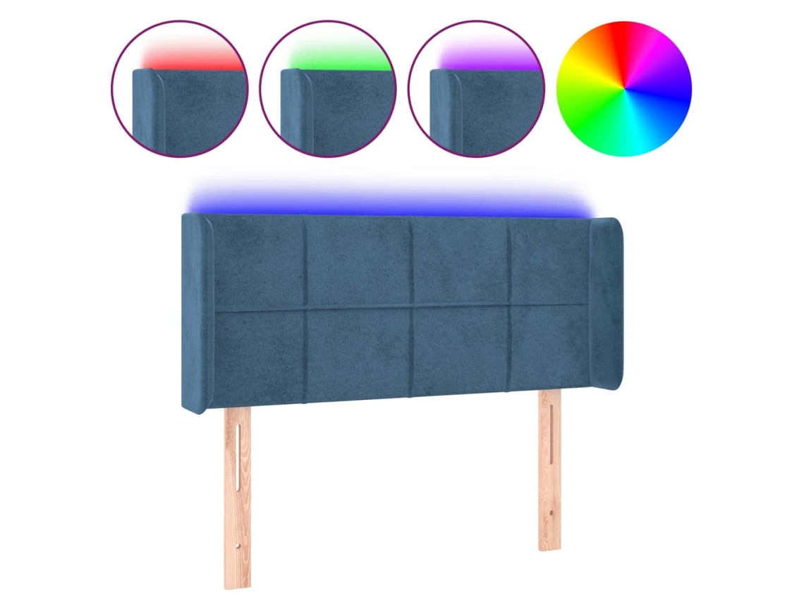 Led Headboard, Led Headboards Vidaxl Azul Veludo (83 X 16 X 78/88 Cm)