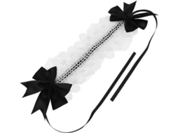 Tiara Lolita De Renda Preta Com Nó Elástico Franzido, Acessório.