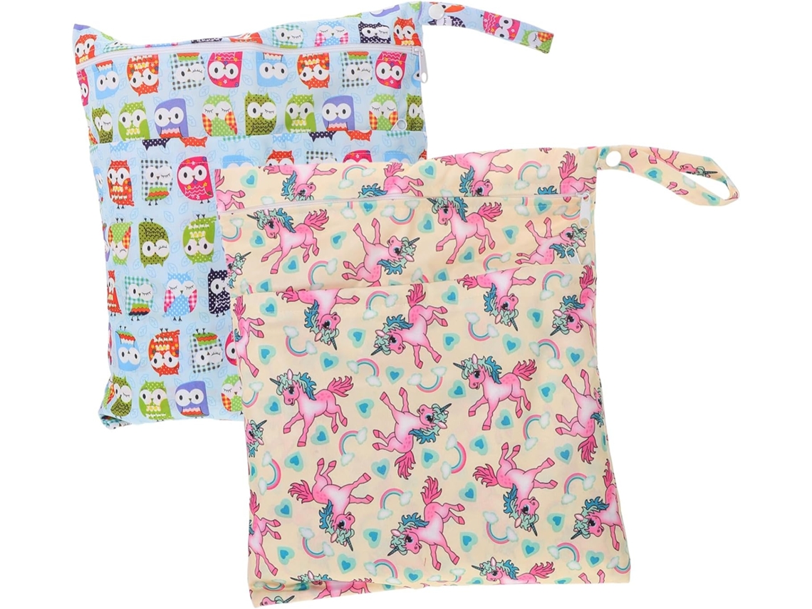 Conjunto de 2 Bolsas de Viagem Impermeáveis e Reutilizáveis para Fraldas com Zíper, CHABERLU