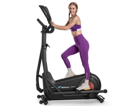 Elíptica magnética MERACH com roda de ajuste, autoalimentada, 16 níveis, passada 47 cm, até 181 kg
