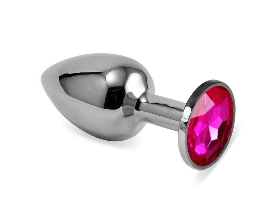 Plug Anal Clássico Rosebud Prateado Com Joia Fúcsia Tamanho P LOVETOY