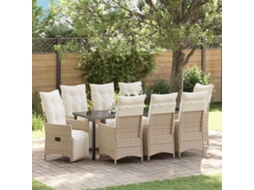Vidaxl Conjunto De Jantar Para Jardim 9 Unid. Bege Vime Pe