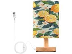 Abajur De Cabeceira In Forma Flor Limão Para Quarto, Con Portas de Regamento USB C, Luminária De Mesa Cabeceira