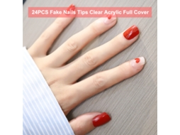 24 Unhas Falsas Claras De Acrílico Tipo Coffin Ballerina Tamanhos 10 Para Salões E Arte De Unhas Diy