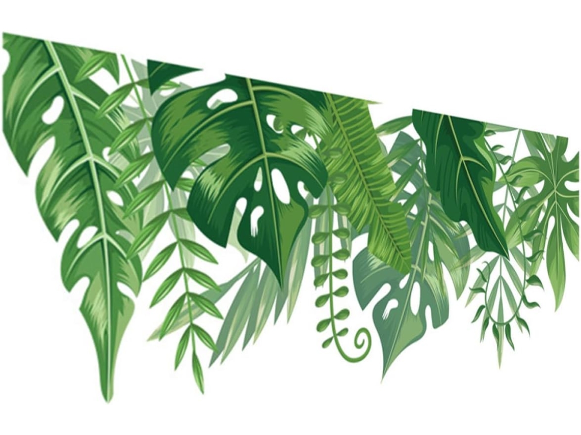 Adesivos Parede Folhas Tropicais 2 Peças 30x90cm Removíveis Estar Quarto Escritório Sala GOKOCO