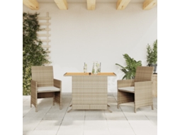 Vidaxl 3 Pcs Conjunto Bistrô Com Almofadões Vime Pe Bege