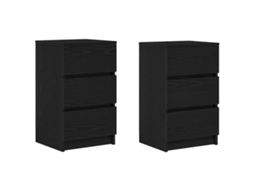 Bedside Cabinet, Bedside Cabinets Vidaxl Preto Madeira Processada (n/a)