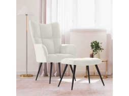 Vidaxl Cadeira De Descanso Com Banco Veludo Branco Nata