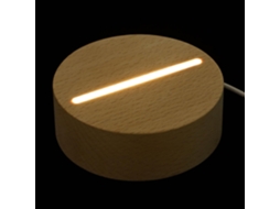 Luminária De Mesa Usb Artesanal Em Madeira, Base Arredondada De 10 Cm X 3,5 Cm, Acabamento Em Faia.