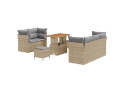 Conjunto 8 Conjunto De Sofá De Jardim Vidaxl Bege Vime Pe (90 X 55 X 71 Cm)