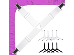 Prendedores De Lençol Ajustáveis, Elásticos E Com Clipes Triangulares Para Colchão E Capa De Sofá, Antiderrapantes, 4 Pretos E 4 Brancos. Aquaforge