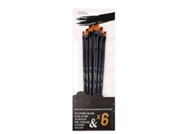 Set de 6 Pincéis de Pintura Acrílica com Cabelo de Nylon Suave para Água forte, Profissionais e Estudantes, Ponta Oblicua