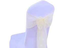 Rebe lazo para Cadeira Organza Transparente 17x275cm 22 Cores Champanhe (sem Capa de Cadeira)