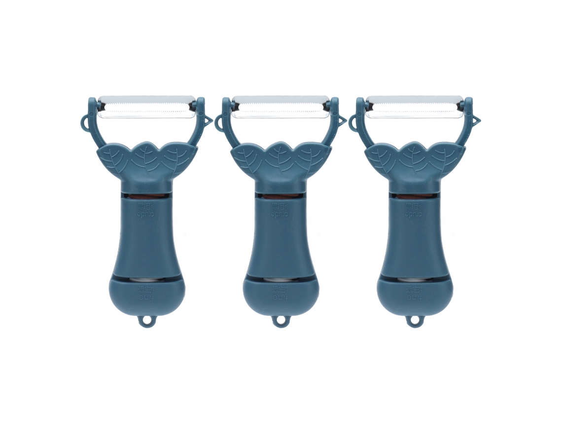 Conjunto de 3 peeliners e raladores de aço inox, azul escuro