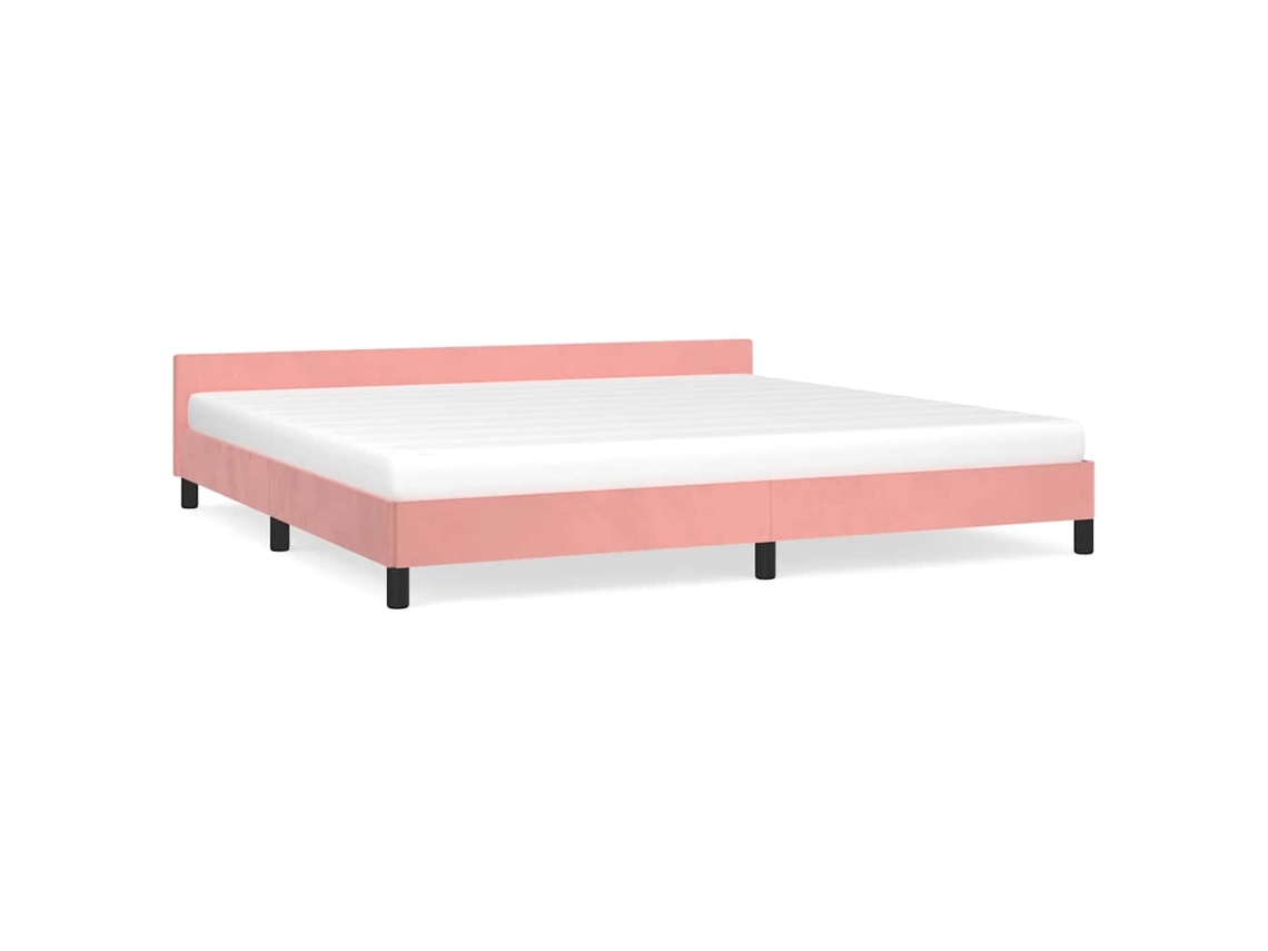 Bed Frame With Headboard, Bed Frames With Headboard Vidaxl Cor-de-rosa Veludo (200 X 200 Cm)