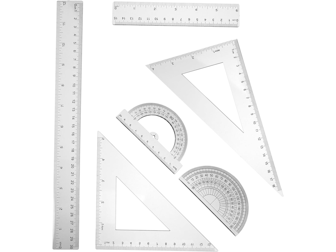 Lurelia Kit Geométrico 2 Peças Em Plástico Com Durável Para Desenho Técnico