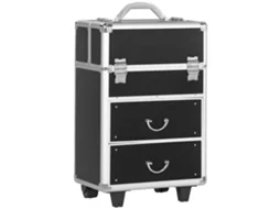Estojo de Maquiagem Profissional para Cosméticos com 6 Gavetas Extensíveis e Fechadura de Chave 36x23x58cm Preto Ge