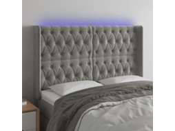 Cabecero de terciopelo con luces LED 163x16x118/128cm Gris Claro