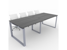 Mesa de Reunião de Casa e de Escritório Estrutura Fechada Cor Cinzento Prateado Tampo Mesa Melamina Carvalho Ébano 240X100 Fabricada em Espanha OFICIT