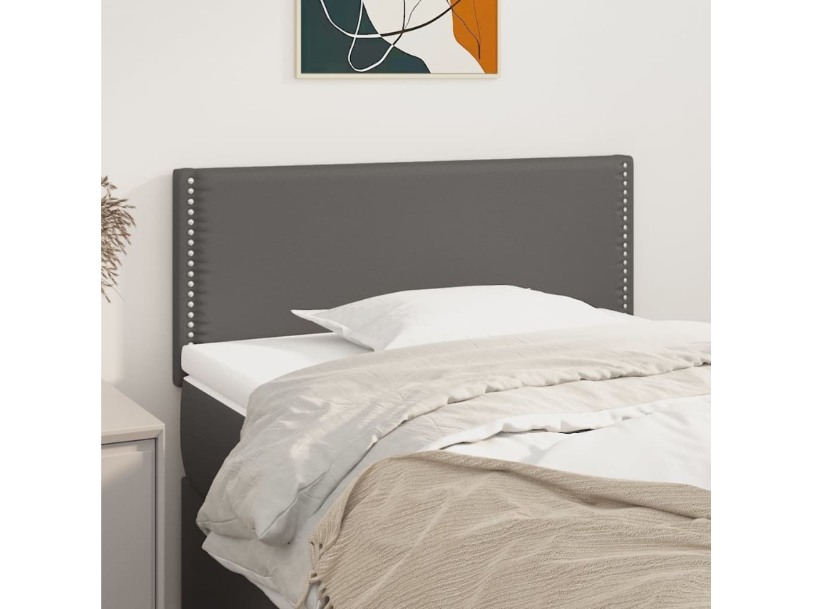 Vidaxl Cabeceira De Cama Couro Artificial 100x5x78/88 Cm Cinzento
