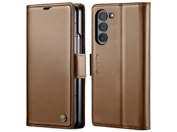 Capa Para Samsung Galaxy Z Fold6 5g Borboleta Fivela Litchi Textura Rfid Antirroubo De Telefone De Couro Marrom