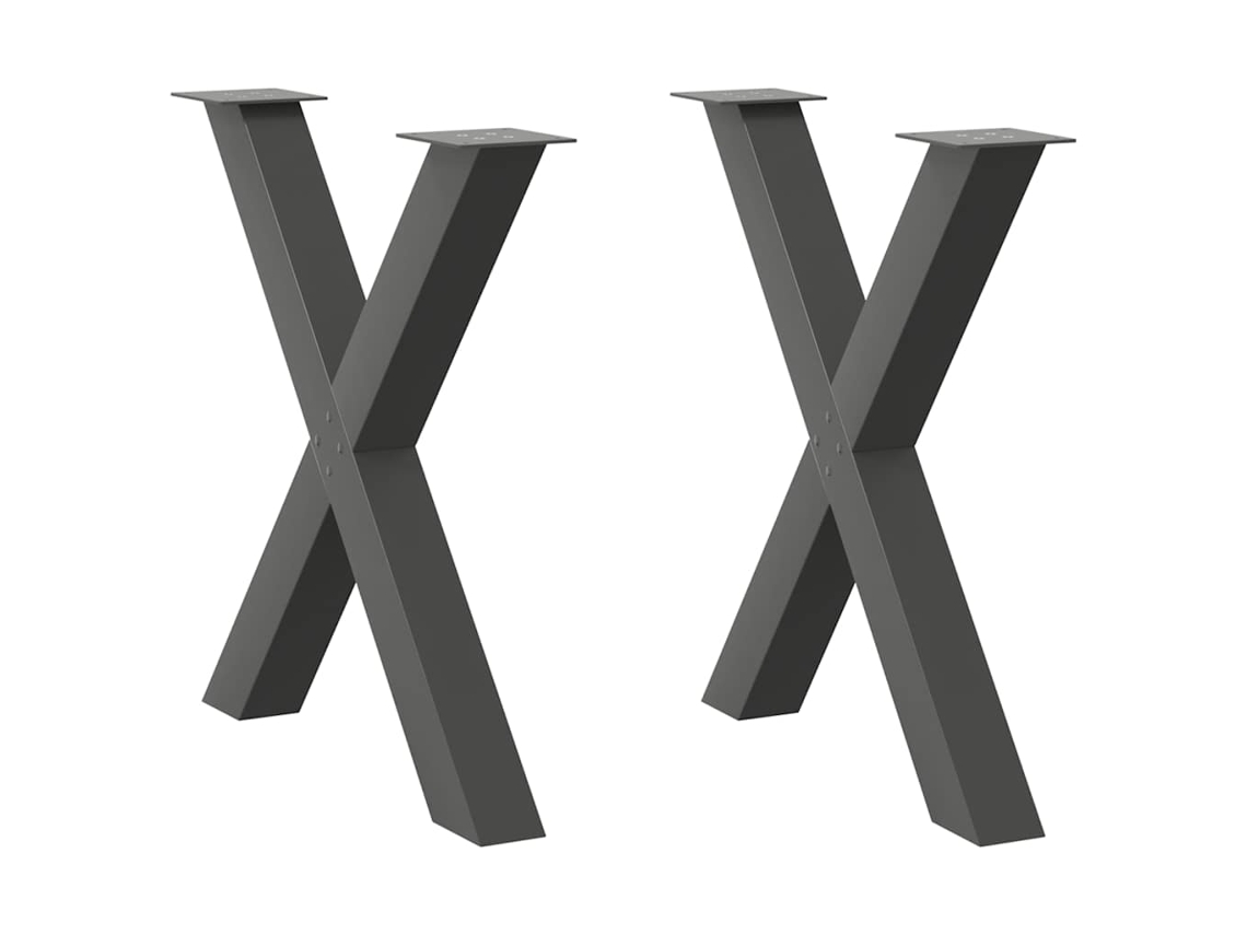 Vidaxl Pés Para Mesa De Jantar Em Formato De X, 2 Peças, Antracite, 80x (72-73) Cm, Aço