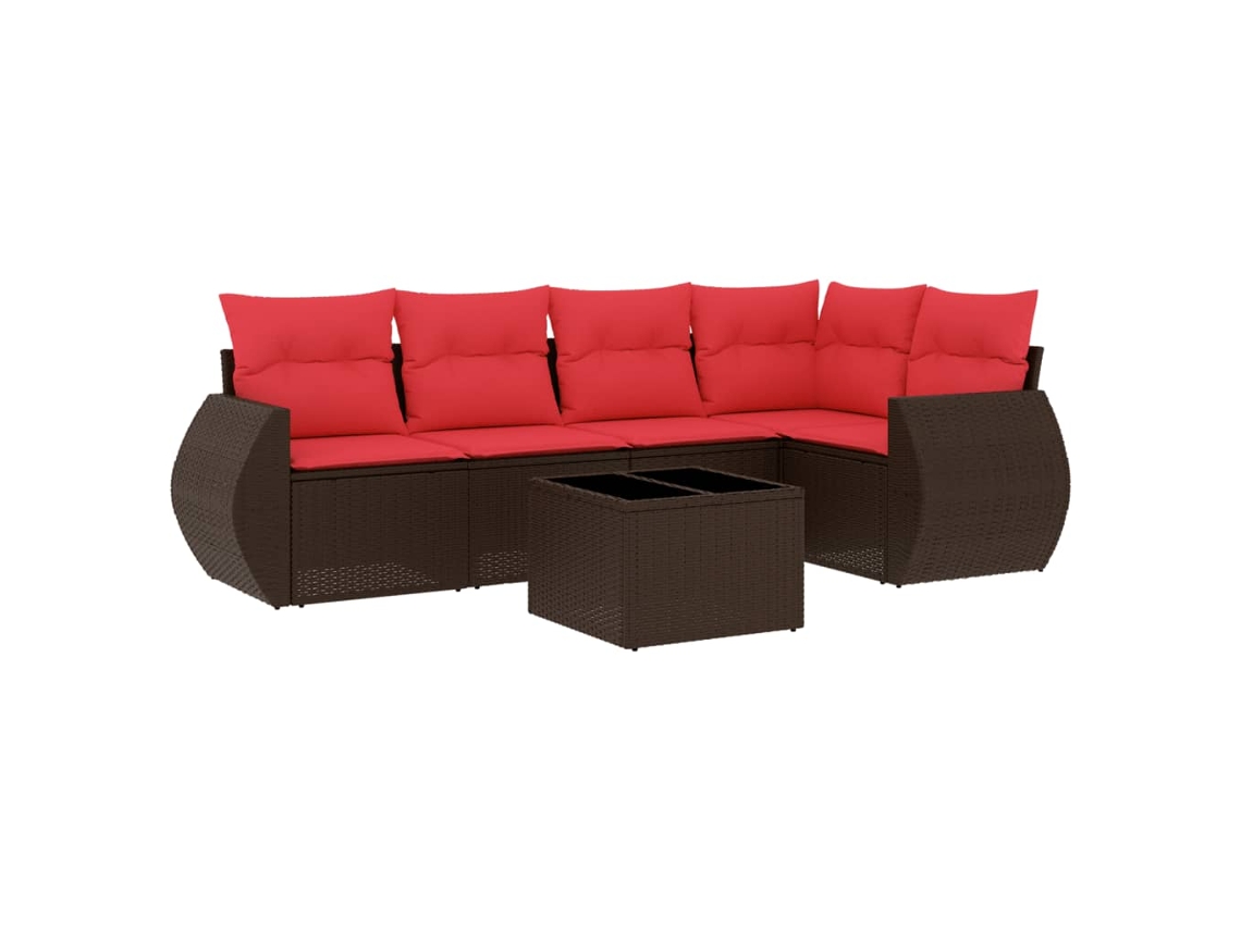 Conjunto de Sofá de Jardim, 6 Peças, Almofadas, Rattan Preto MAISON EXCLUSIVE